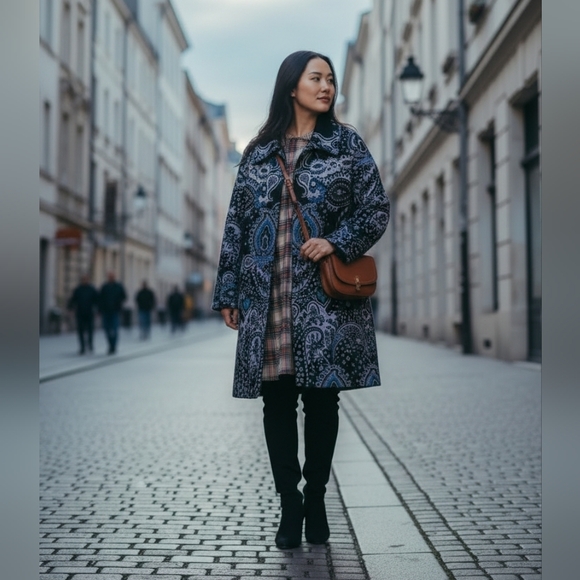 Burberry Jackets & Blazers - BURBERRY PRORSUM purple paisley bandana print double breasted trench coat Sz 10